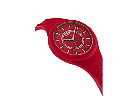 Versus Versace Fire Island Watch 39mm Red with Stainless Steel details Enamel Dial Silicone Strap