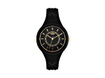 Versus Versace Fire Island Watch 39mm Black with Gold Tone details Enamel Dial Silicone Strap