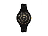 Versus Versace Fire Island Watch 39mm Black with Gold Tone details Enamel Dial Silicone Strap