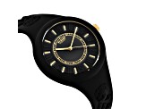 Versus Versace Fire Island Watch 39mm Black with Gold Tone details Enamel Dial Silicone Strap
