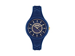 Versus Versace Fire Island Watch 39mm Blue with Gold Tone details Enamel Dial Silicone Strap
