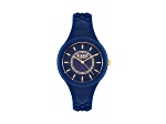 Versus Versace Fire Island Watch 39mm Blue with Gold Tone details Enamel Dial Silicone Strap