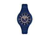 Versus Versace Fire Island Watch 39mm Blue with Gold Tone details Enamel Dial Silicone Strap