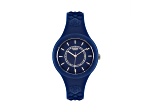 Fire Island Womens Watch 39MM Blue Case Blue with Stainless Steel Details Enamel Dial Silicone Strap