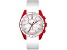 Oceanaut Men's Orbit White Dial with Red Accents, White Leather Strap Watch