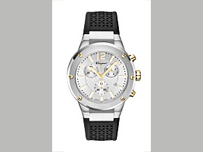 F-80 Chrono Watch 42mm Stainless Steel Case Silver Tone Guilloché Dial Silicone Strap