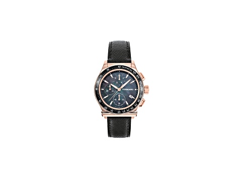 Ferragamo 1927 Chrono Womens Watch 38MM IP Rose Case Black Mother