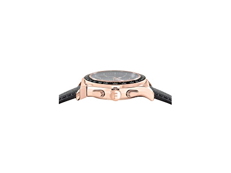 Ferragamo  1927 Chrono Leather Watch Womens Ferragamo 1927 Chrono Womens Watch 38MM IP Rose Case Black  main image 4