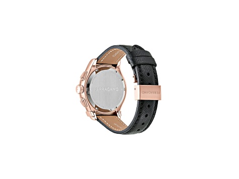 Ferragamo 1927 Chrono Womens Watch 38MM IP Rose Case Black 