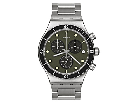 Swatch Men's The June Green Dial Stainless Steel Watch