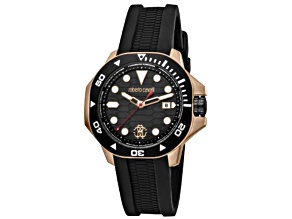 Roberto Cavalli Men's Classic Black Rubber Strap Watch