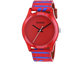 Nixon Women's Mod Red Dial Red with Blue Accents Fabric Strap Watch