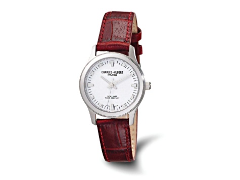 Ladies Charles Hubert Brown Leather Band White Dial Watch