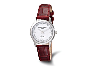 Ladies Charles Hubert Brown Leather Band White Dial Watch