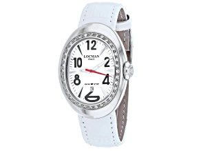 Locman Women's Classic White Dial Light Blue Leather Strap Watch