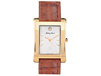 Picture of Mathey Tissot Women's Evasion II White Dial, Yellow Bezel, Brown Leather Strap Watch