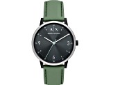 Armani Exchange Men's Classic Black Dial, Green Leather Strap Watch