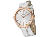 Stuhrling Women's Vogue White Dial, White Leather Strap Watch