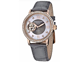Stuhrling Women's Vogue Gray Dial, Gray Leather Strap Watch