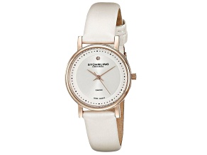 Stuhrling Women's Vogue White Dial, Brown Leather Strap Watch