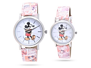 Disney Mickey Standing His and Hers Orange Comic Strip Watches Set of 2