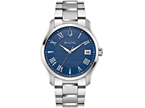 Bulova Men's Wilton Blue Dial, Stainless Steel Watch