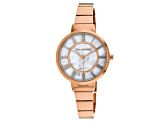 Ted Lapidus Women's Classic Marble Design Dial with Rose Accents, Rose Stainless Steel Watch