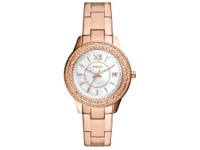 Fossil Women's Stella White Dial, Rose Stainless Steel Watch
