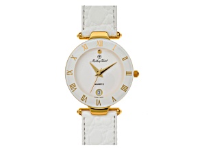 Mathey Tissot Women's Classic White Leather Strap Watch, 23mm
