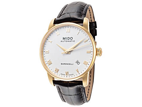 Mido Men's Baroncelli II 38mm Automatic Watch, Black Leather Strap