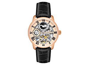 Thomas Earnshaw Longitude Automatic Rose Dial Black Stainless Steel Band Skeleton Watch