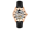 Thomas Earnshaw Longitude Automatic Rose Dial Black Stainless Steel Band Skeleton Watch