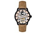 Thomas Earnshaw Longitude Automatic Tan Dial Brown Stainless Steel Band Skeleton Watch