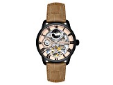 Thomas Earnshaw Longitude Automatic Tan Dial Brown Stainless Steel Band Skeleton Watch