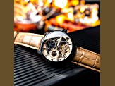 Thomas Earnshaw Longitude Automatic Tan Dial Brown Stainless Steel Band Skeleton Watch