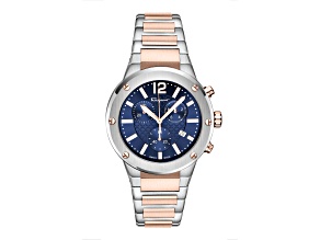 F-80 Chrono Mens Watch 42MM TT SS Case Blue Guilloché Dial Two Tone Bracelet