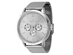 Invicta Specialty 44mm Quartz Stainless Steel Mesh Watch, White Dial