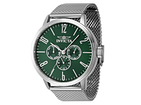 Invicta Specialty 44mm Quartz Stainless Steel Mesh Watch, Green Dial