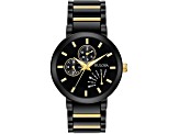 Bulova Men's Classic Black and Yellow Stainless Steel Watch