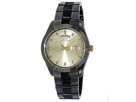 Oniss Men's Admiral Yellow Dial, Gray Stainless Steel Bracelet Watch