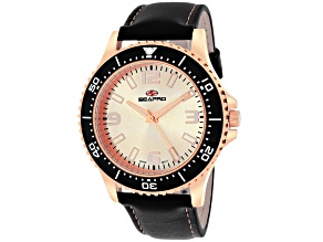 Seapro Men's Tideway Rose Dial Black Leather Strap Watch