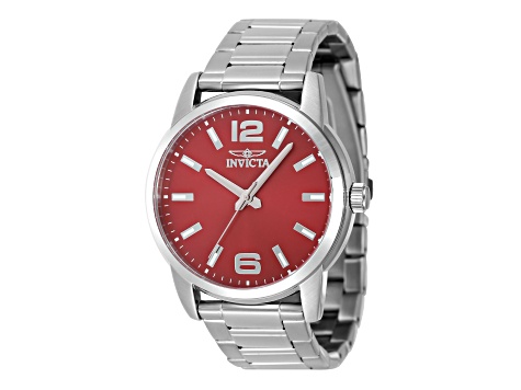 Invicta Celestial 43mm Red Dial Stainless Steel Quartz Watch
