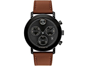 Movado Men's Bold Evolution Black Dial, Brown Leather Strap Watch