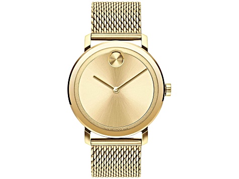 Movado Men's Bold Evolution Yellow Dial, Yellow Stainless Steel Mesh Band Watch