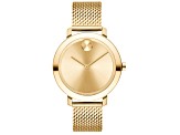 Movado Men's Bold Evolution Yellow Dial, Yellow Stainless Steel Mesh Band Watch