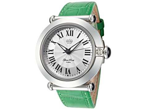 Glam Rock Women's Florida 40mm Quartz Green Leather Strap Watch