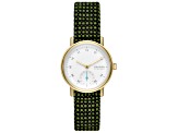 Skagen Women's Kuppel Lille Yellow Bezel Green and Black Fabric Strap Watch