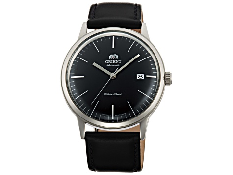 Orient Men's Classic Bambino V2 41mm Manual-Wind Watch, Black Leather Band