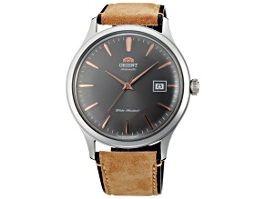 Orient Men's Classic Bambino V4 42mm Manual-Wind Watch, Brown Leather Band