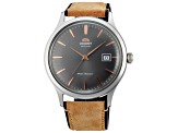 Orient Men's Classic Bambino V4 42mm Manual-Wind Watch, Brown Leather Band